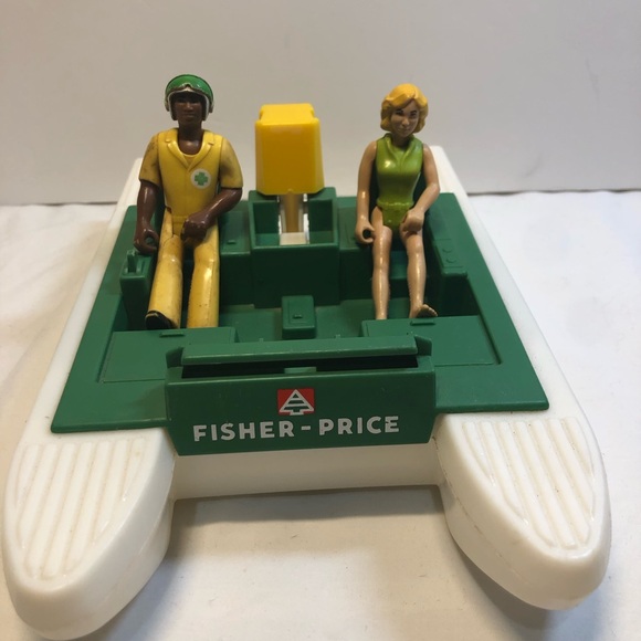 Vintage 1970sFisher Price Adventure People Wilderness Patrol PONTOON BOAT  2 Fig - Picture 9 of 9